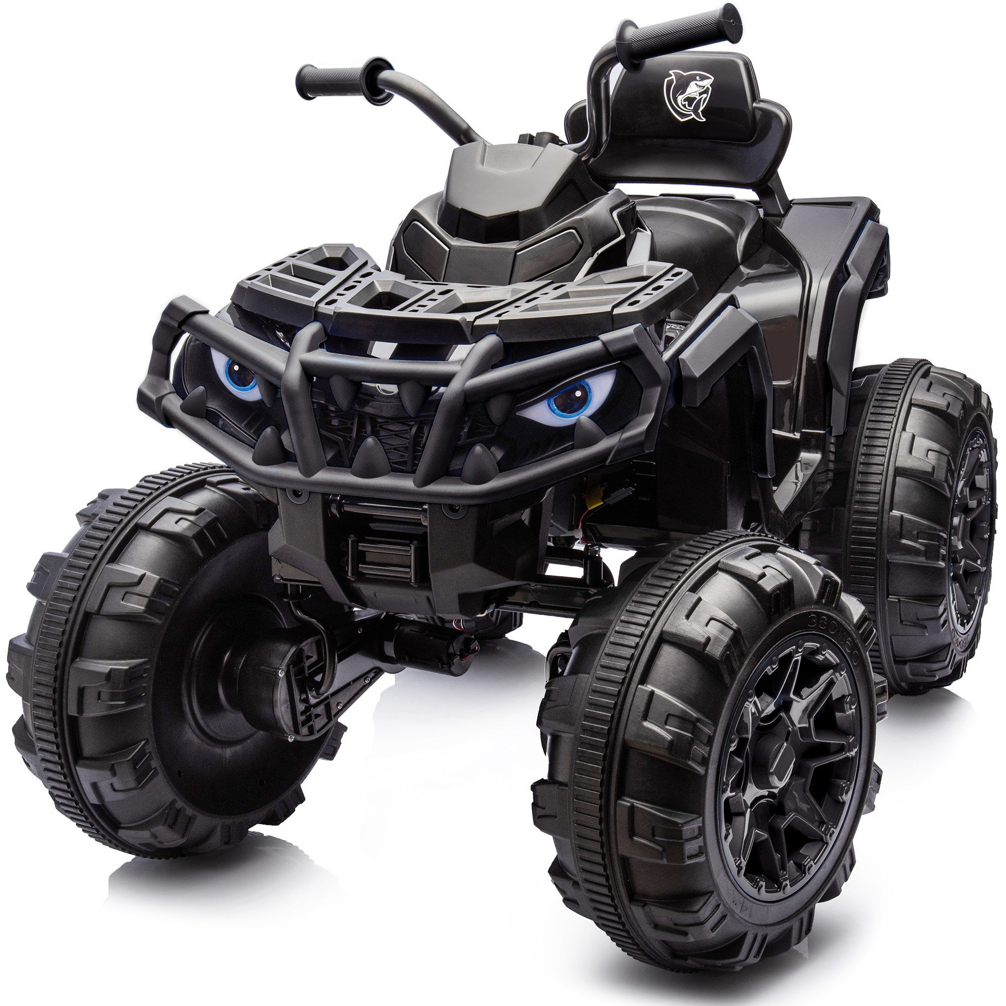 Outfunny Shark Kids ATV 4-Wheeler, 24 Volt 4WD Ride on Toy for Big